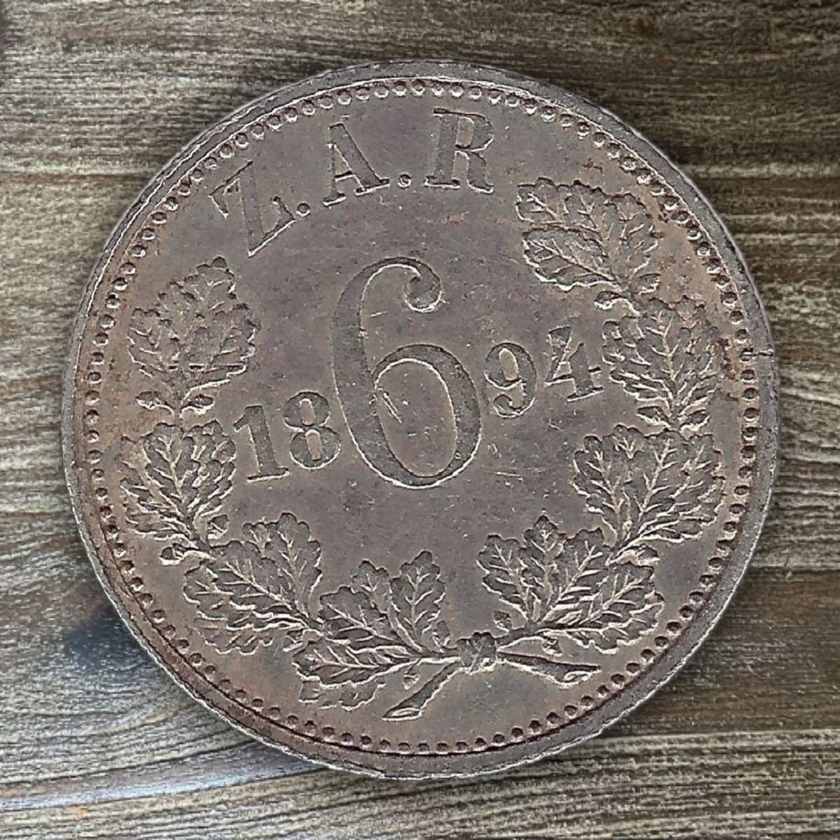 1894 *** 6 Pence *** ZAR *** 92.5% silver