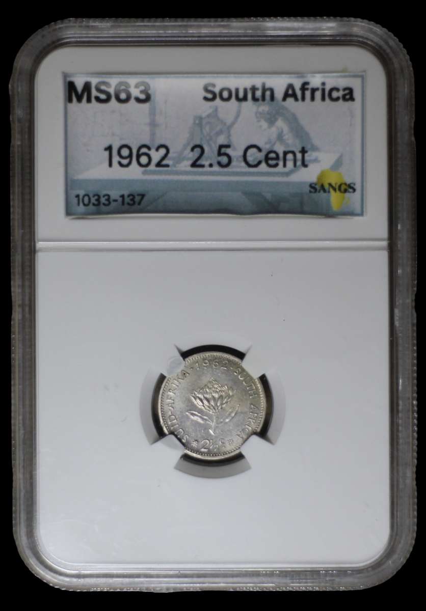 1962 *** 2.5 Cent *** MS63 *** Very scarce tickey