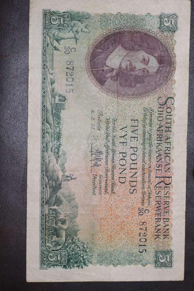 MH de Kock *** 5 Pounds *** Getting scarce in decent condition