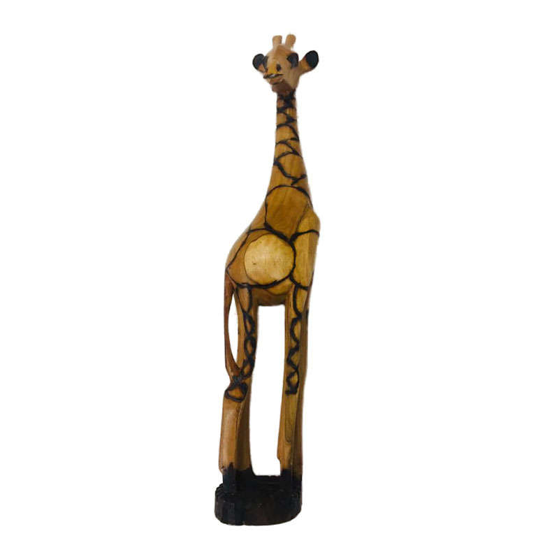 Hand-Carved Wooden Giraffe Figurine  Small