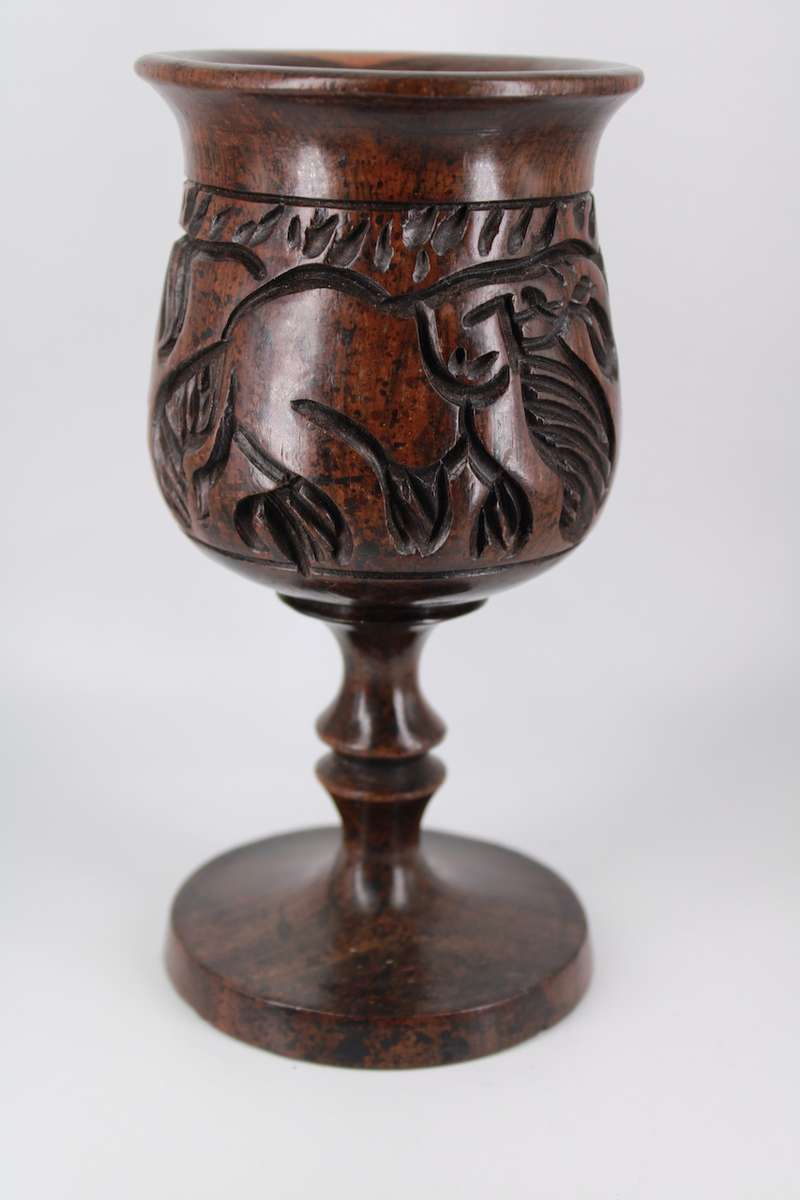 Hand-Carved Wooden Goblet Cup  Decorative & Functional Artisan Craft