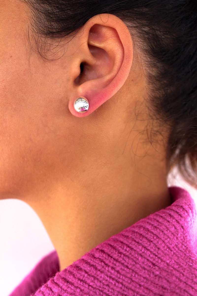 Sterling Silver Half Ball Earrings