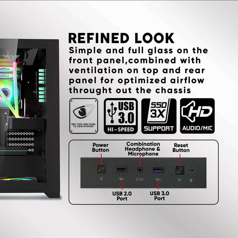 Armaggeddon Aquaron Pro ATX Gaming Case - Black