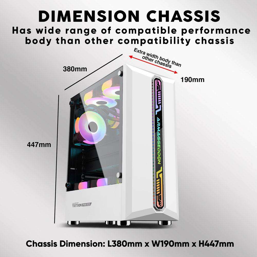 Armaggeddon Tritron Pro 300 ATX Gaming Case with 3x ARGB Fans