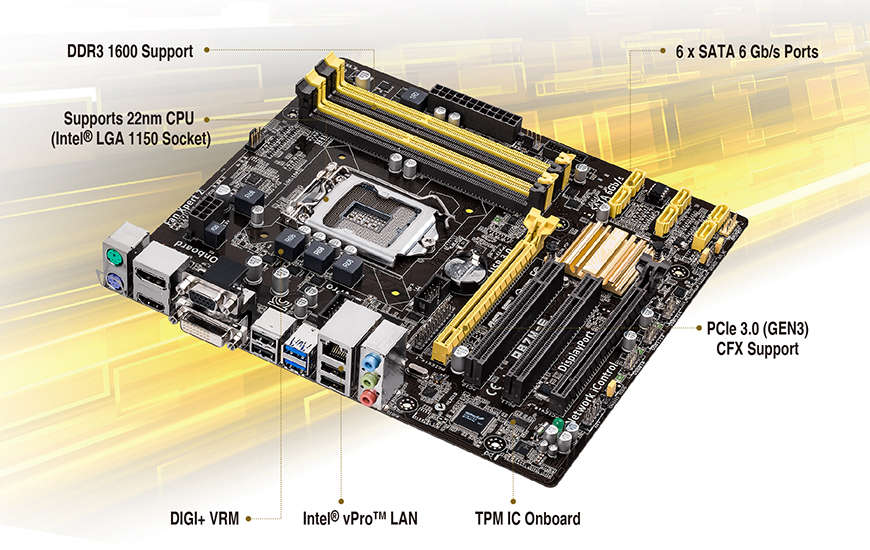 MOTHERBOARD ASUS Q87M-E BRAND NEW 32GB DDR3 LGA1150 PCIE3.0 SATA 6GB/S HDMI