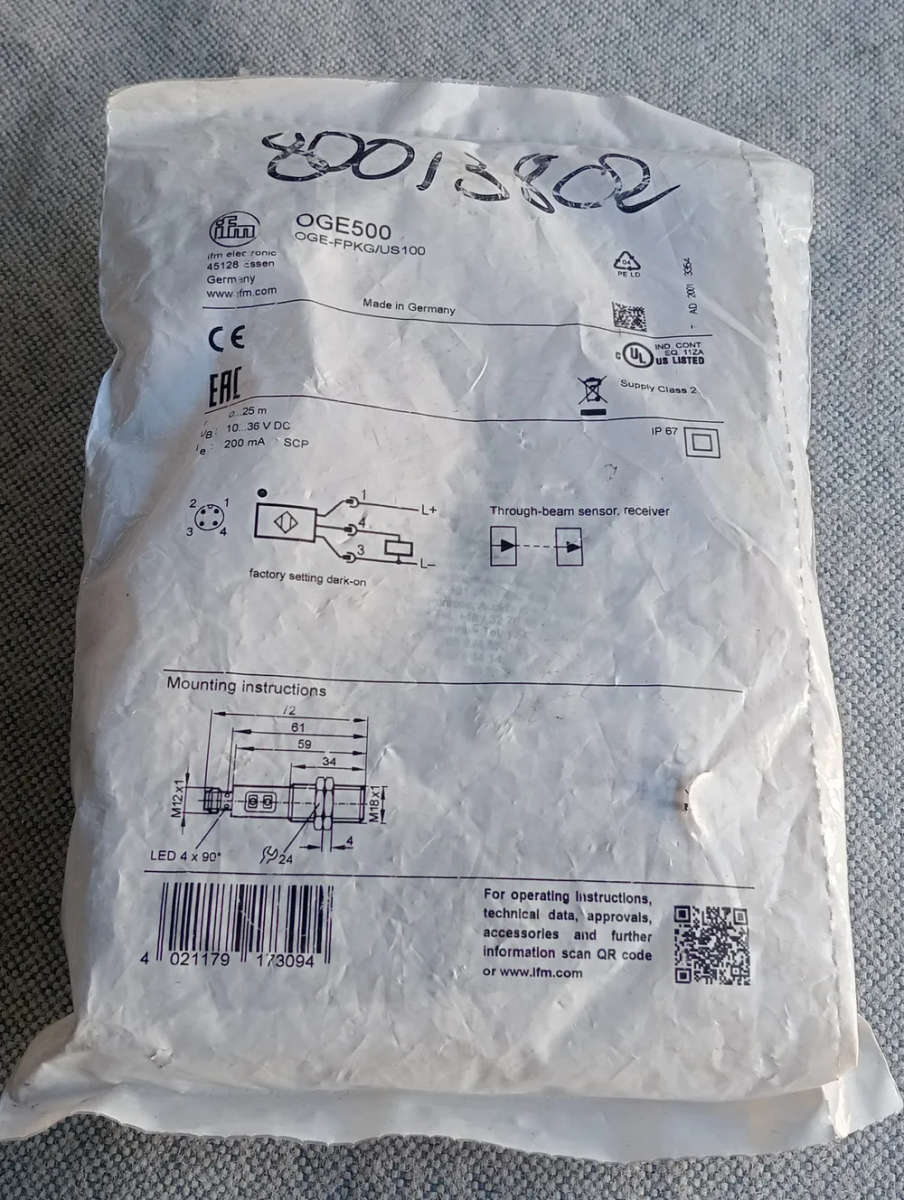 IFM - Through-beam sensor receiver OGE500 (1 in Pack) - NEW