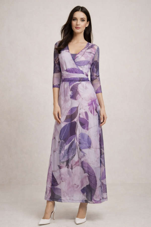 Purple Leaves Empire Dress