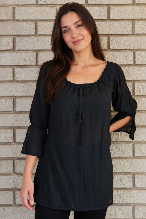 Black Pullstring Top - XL