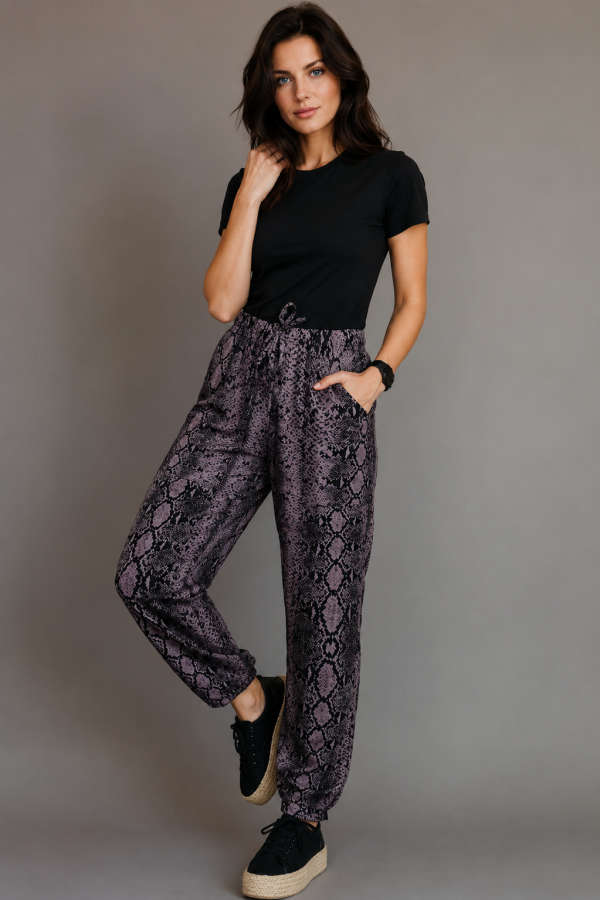 Snakeskin Draw-string Pocket Pants