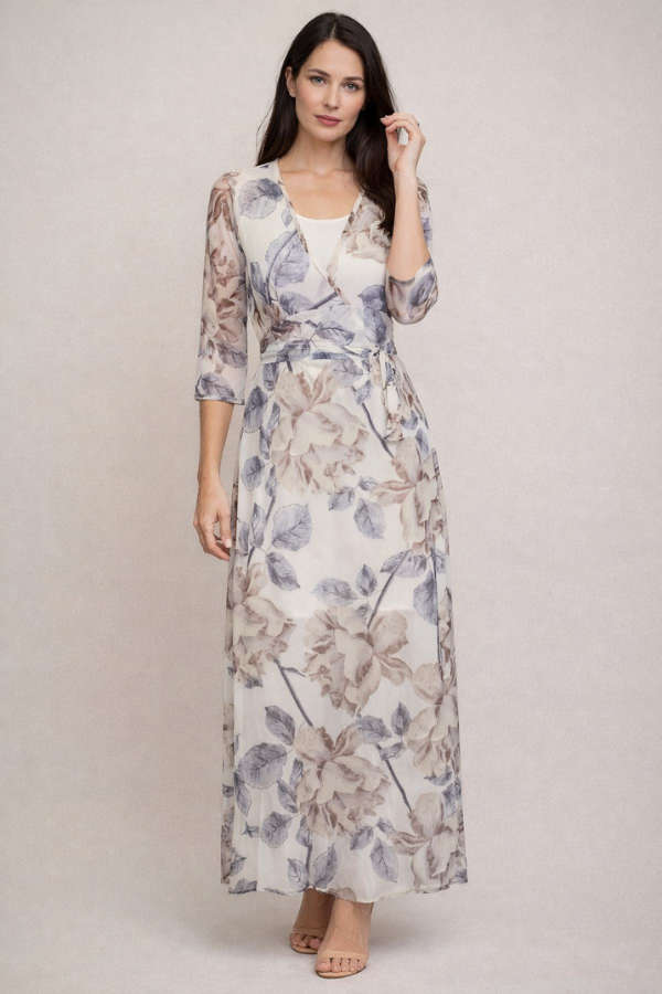 Grey Roses Empire Dress