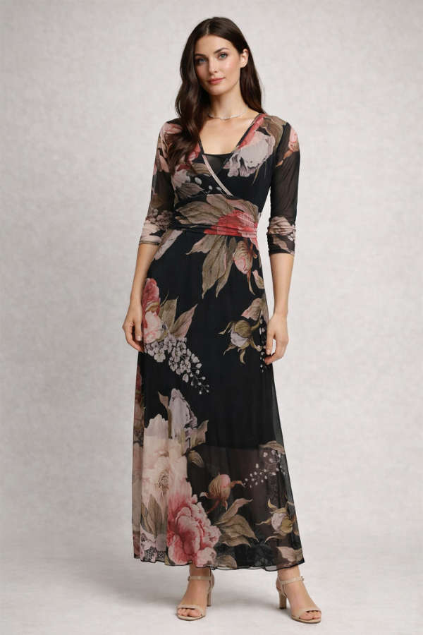 Elegant Rose Empire Dress