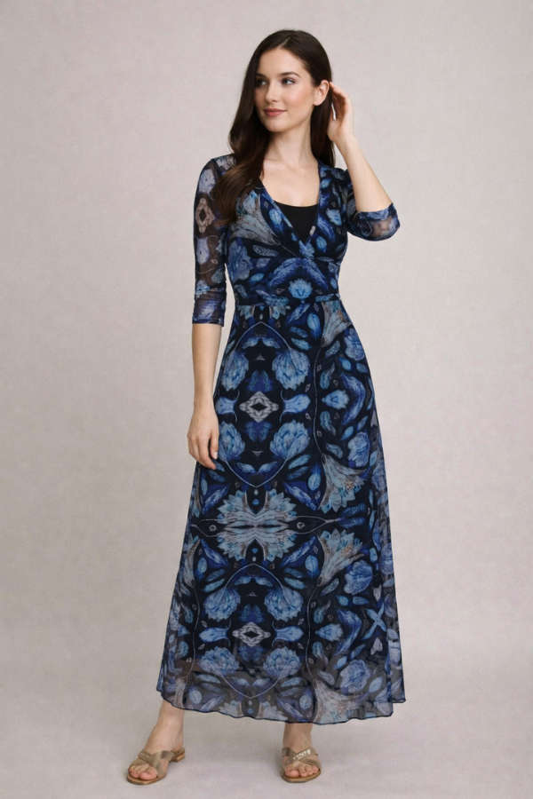 Blue Blossoms Empire Dress