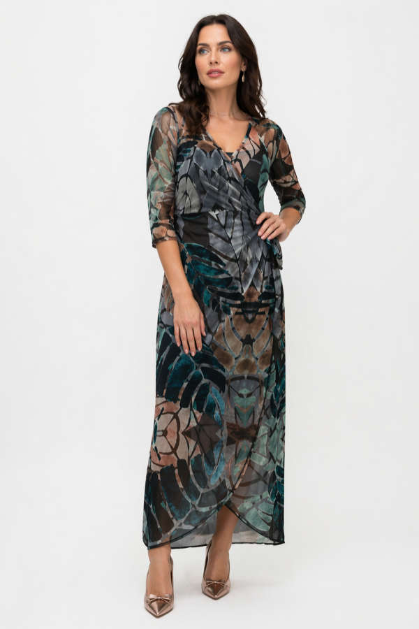 Metalic Leaves Wrap-around Dress