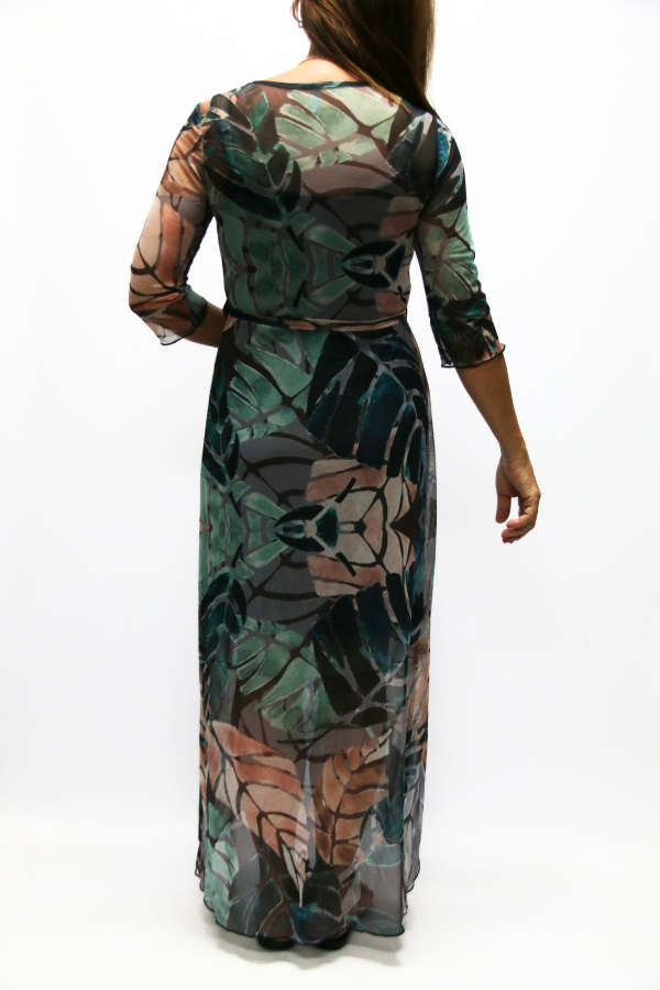 Metalic Leaves Wrap-around Dress