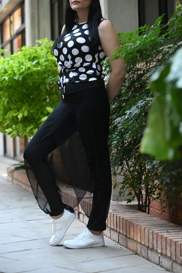 Mesh Cross-Over Pants
