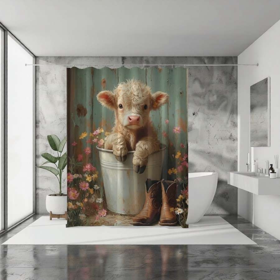 Bathing Lamb Shower Curtain