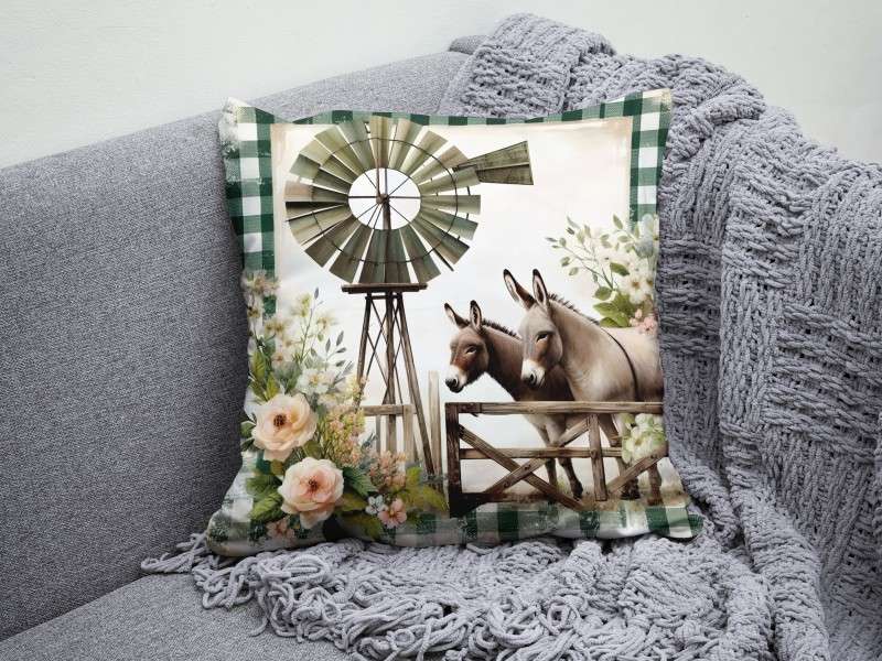 Donkey and Windmill #1 Scatter Cushion