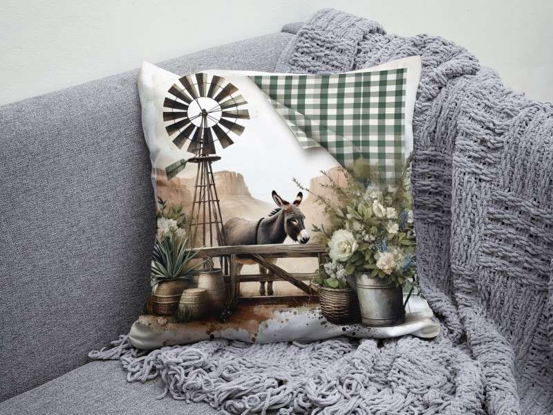 Donkey and Windmill #2 Scatter Cushion