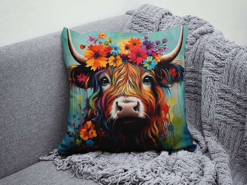 Floral Cow Scatter Cushion