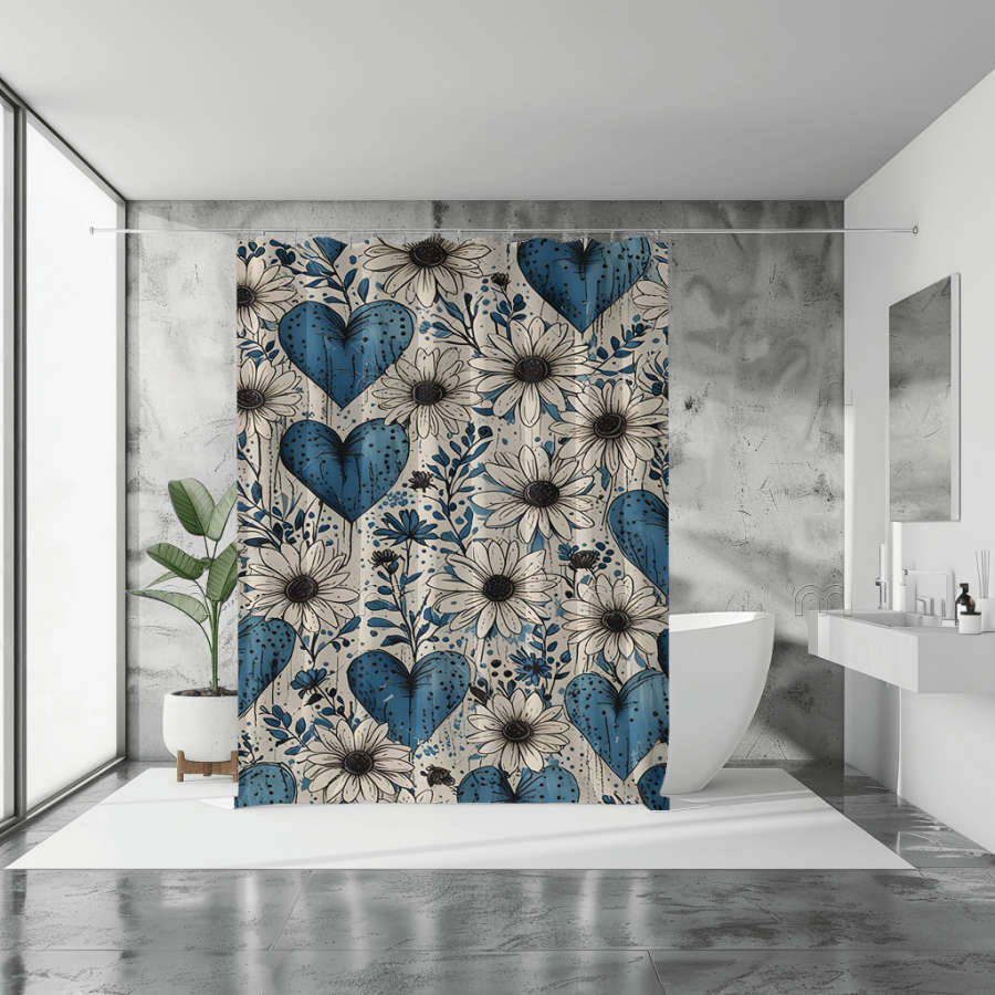 Vintage Hearts Shower Curtain