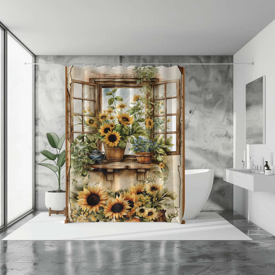 Vintage Sunflowers Shower Curtain