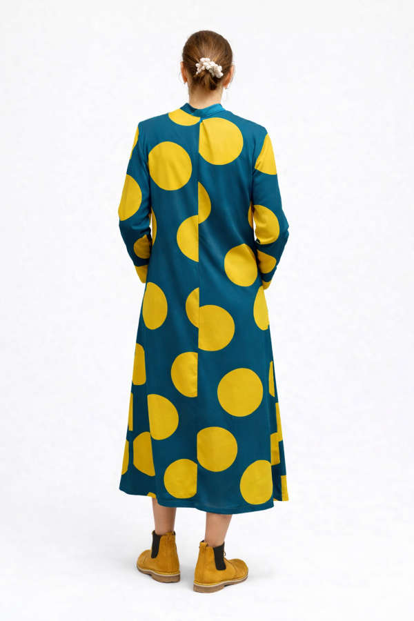 Teal and Chartreuse Polkadot Dress