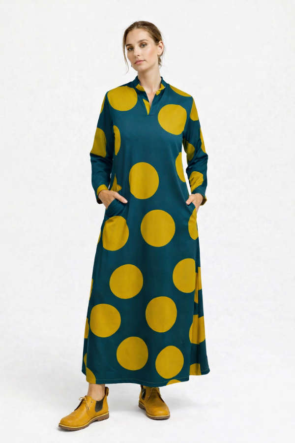 Teal and Chartreuse Polkadot Dress