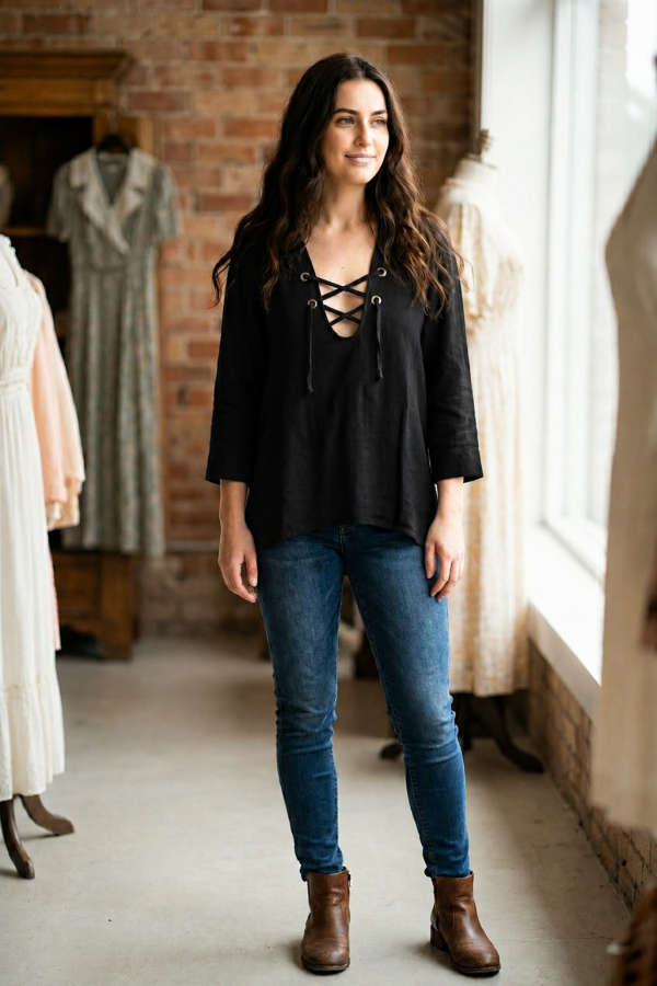 Black Eylet Top - XL