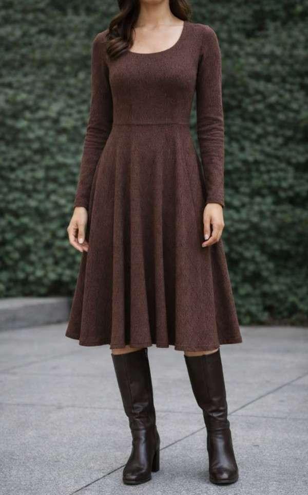 Brown Winter Dress - L