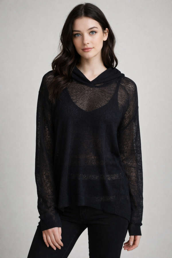 Black Knitted Hoodie - Small
