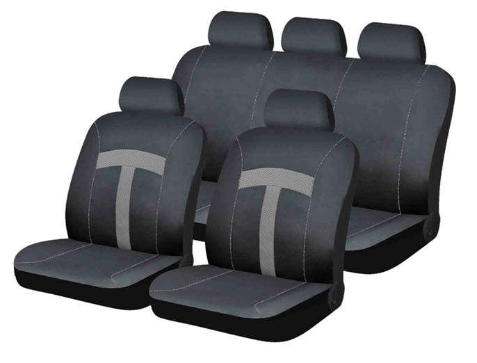 9 Piece T-Style - Grey Seat Cover Set