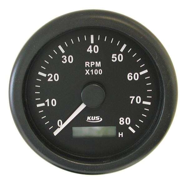 Tachometer 8000rpm - 85mm - Black