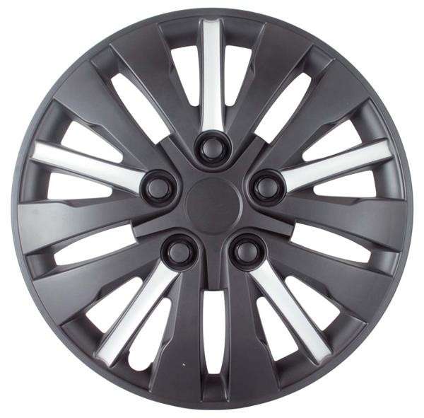 15" Matt Black / Silver Wheel Cover Set