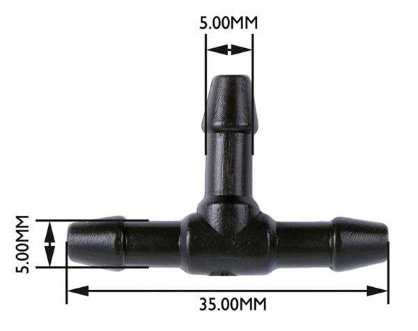 Water T-Piece - 5mm - 10 Pack
