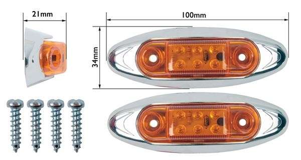 LED Trailer Marker Lamp - 6 LED - Amber