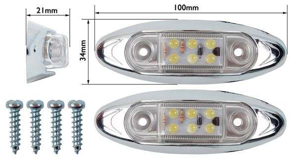LED Trailer Marker Lamp - 6 LED - White