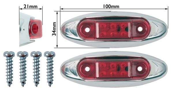 LED Trailer Marker Lamp - 6 LED - Red