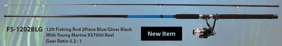 12ft 2 Piece Fishing Rod Blue / Gloss Black with XS7000 Reel