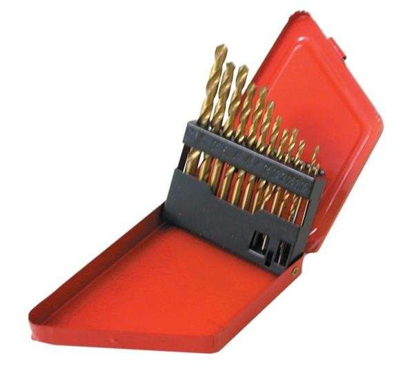 Drill Bit Set (Titanium) in Metal Box - 13 Piece