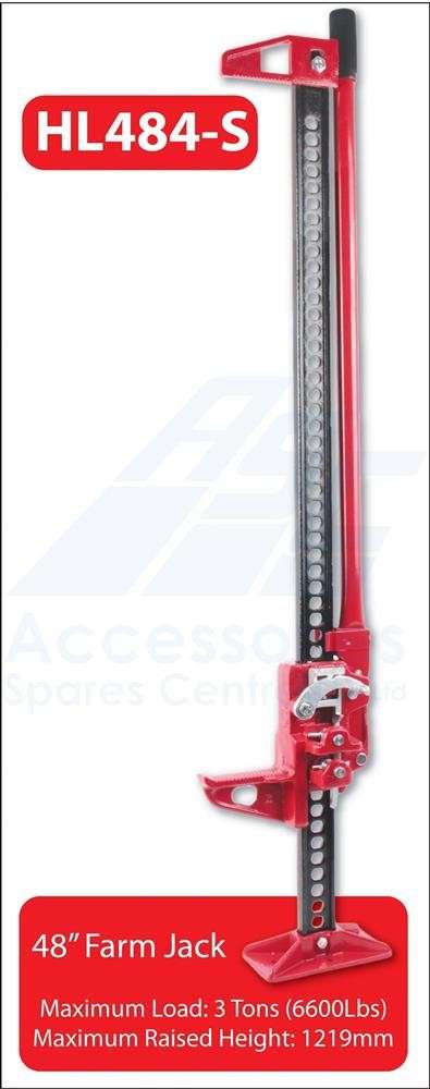 High Lift Farm Jack - 48" (1219mm) - 3 Ton with Steel Base