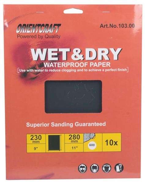 Water Paper  Grit 600(10)230X280mm Sheet