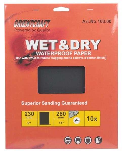Water Paper Grit 400(10)230X280mm Sheet