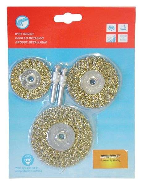 Wire Brush 3Pcs Assorted with Shaft