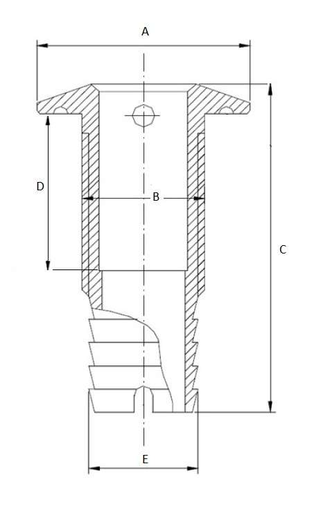 Through Hull - 13mm - Stainless Steel Plate