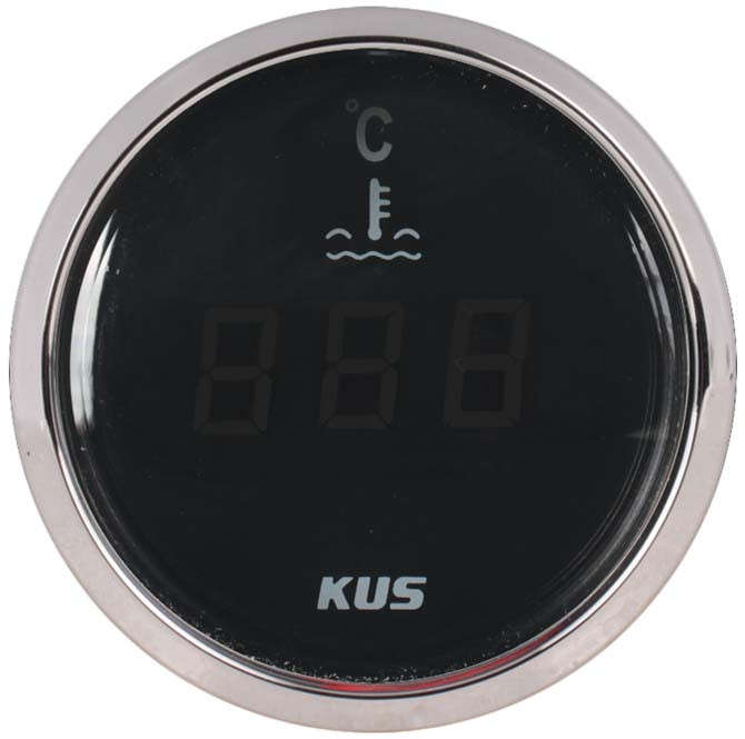 Kus Digital Water Temperature Gauge - 52mm - Black Face with Silver Bezel
