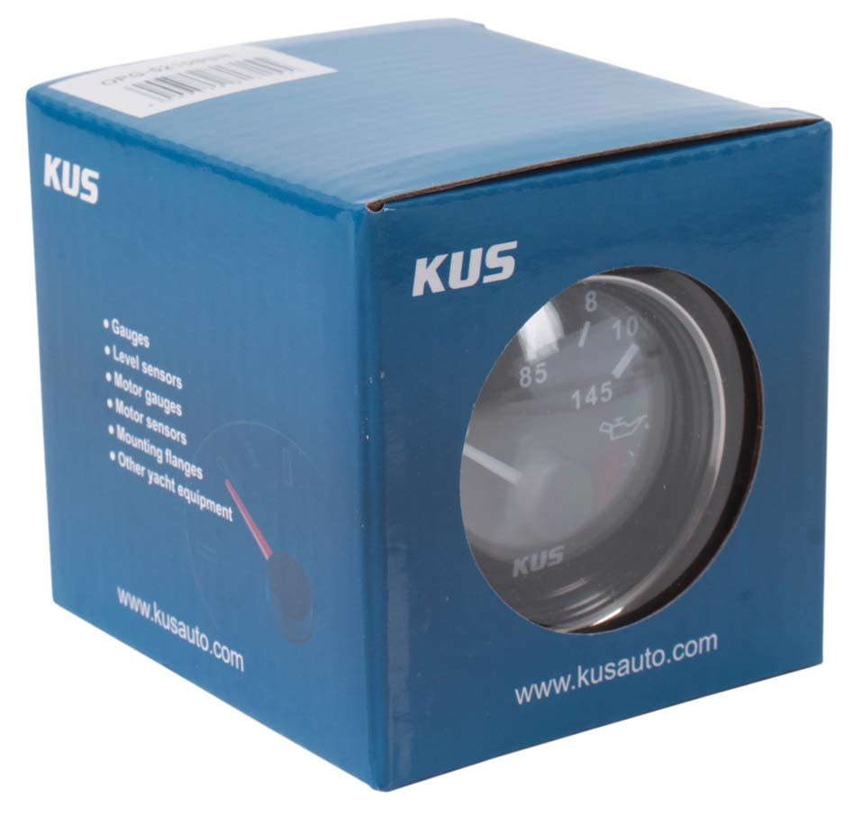 Kus Oil Pressure Gauge - 52mm - Black Face with Silver Bezel