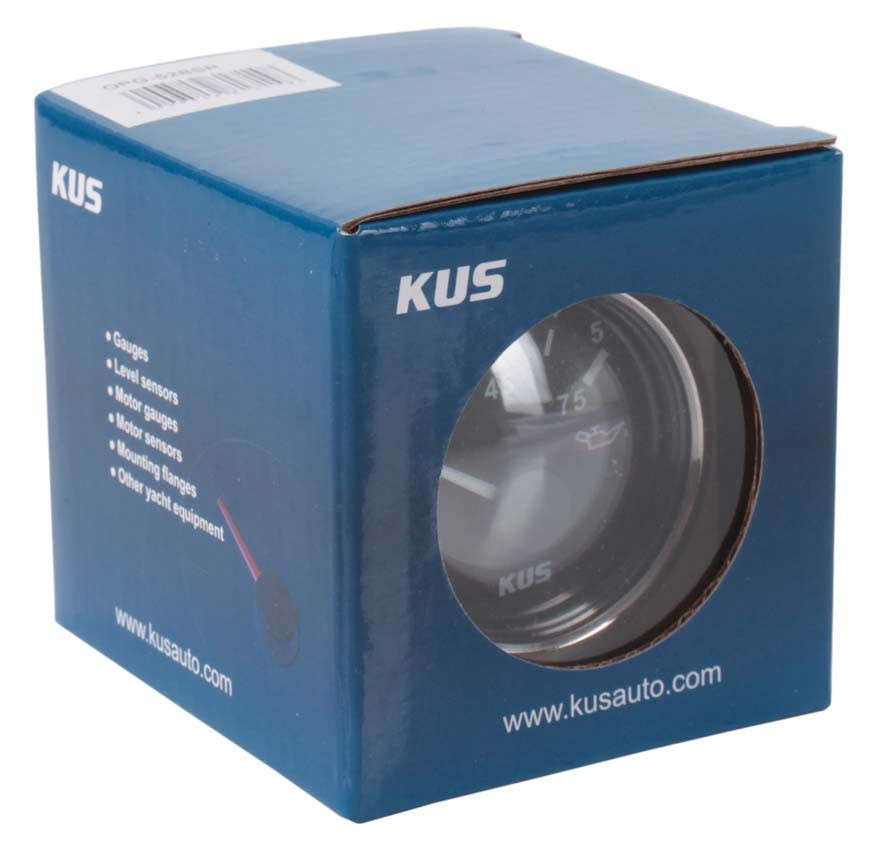 Kus Oil Pressure Gauge - 52mm - Black Face with Silver Bezel