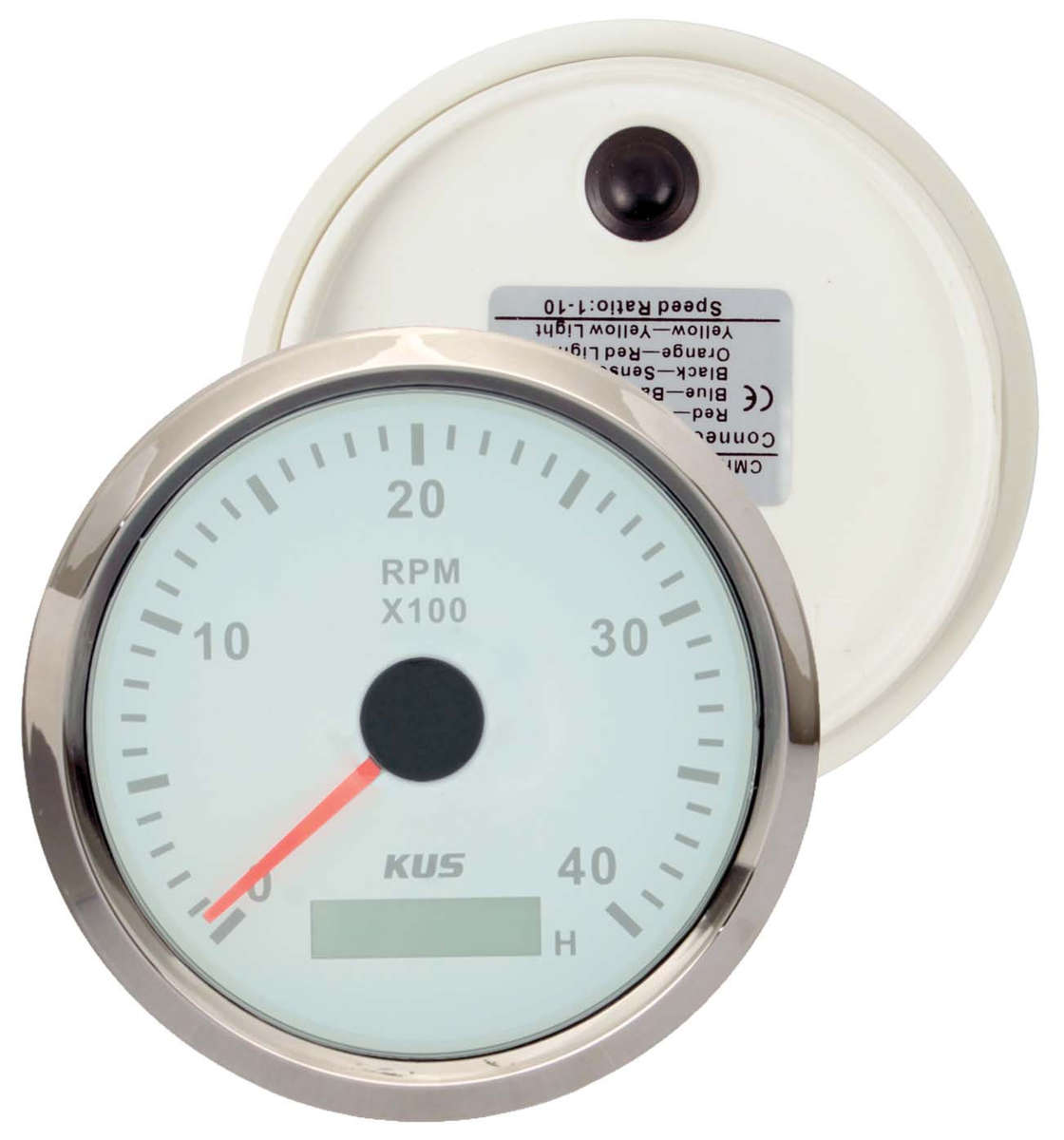 Tachometer 4000rpm - 85mm - White