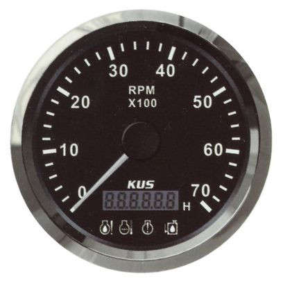 Tachometer with 4 LED Warning Functions - Black