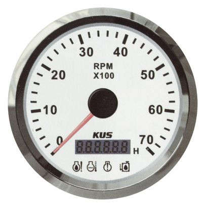 Tachometer with 4 Led Warning Functions - White